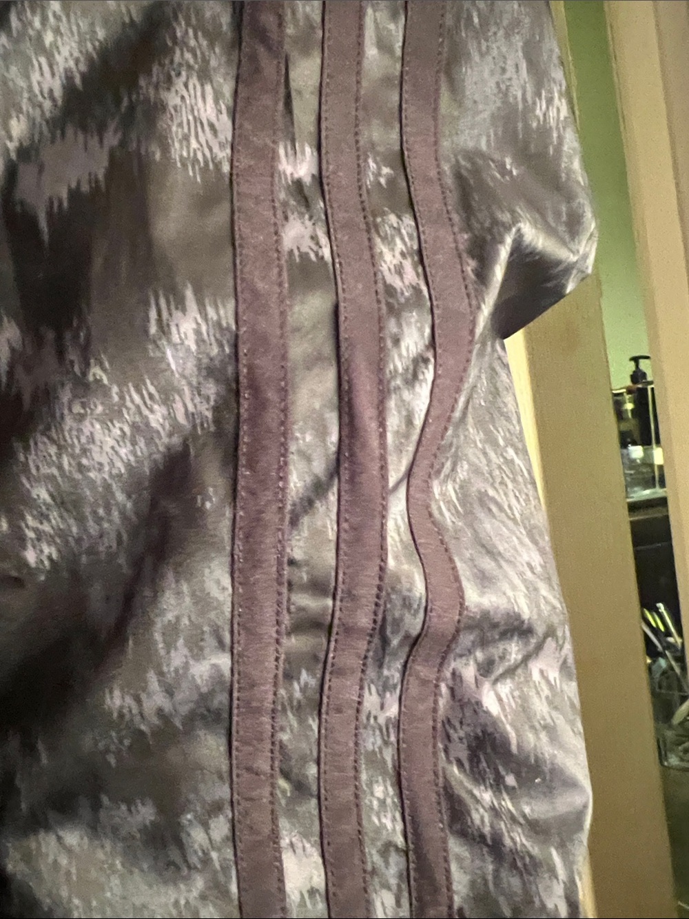 adidas Black Cropped Bomber Jacket with Subtle Marbled Print wide legged pants - Picture 5 of 8